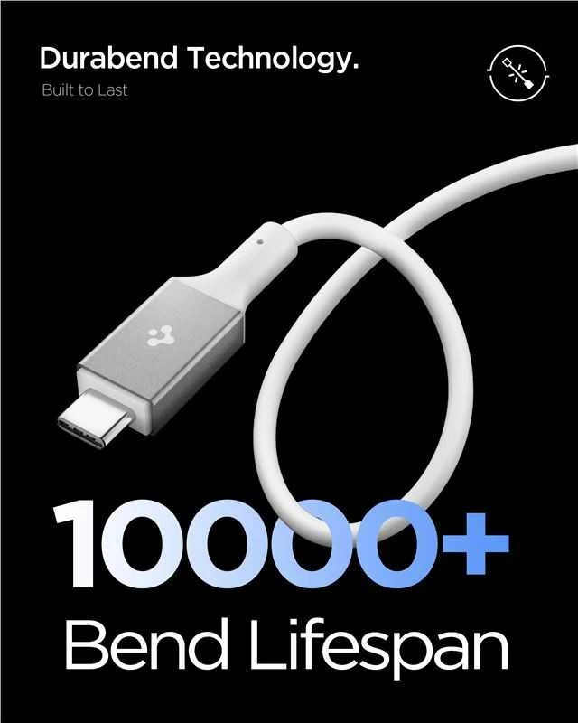 Spigen „Essential“ USB C–USB C 240 W laidas, baltas EB24012CC