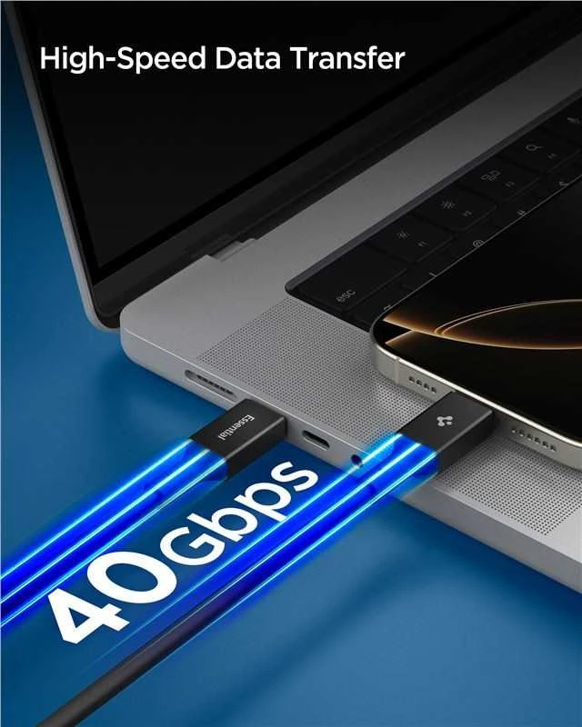 Spigen Essential USB C į USB C 240W laidas, juodas EB24012CC