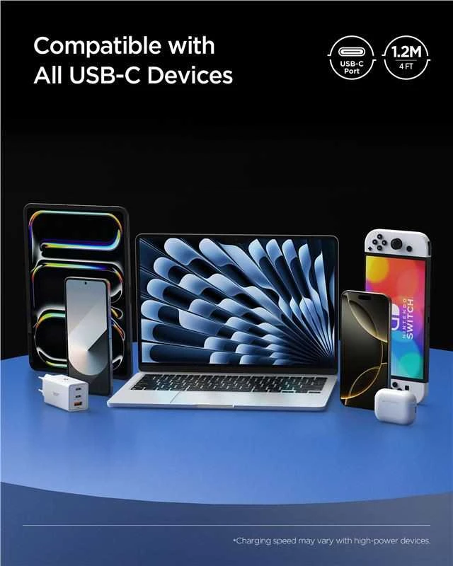Spigen Essential USB C į USB C 240W laidas, juodas EB24012CC