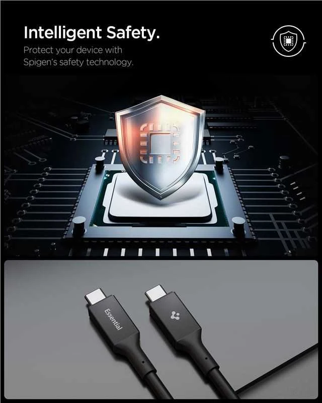 Spigen Essential USB C į USB C 240W laidas, juodas EB24012CC