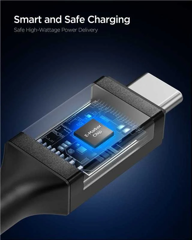 Spigen Essential USB C į USB C 240W laidas, juodas EB24012CC