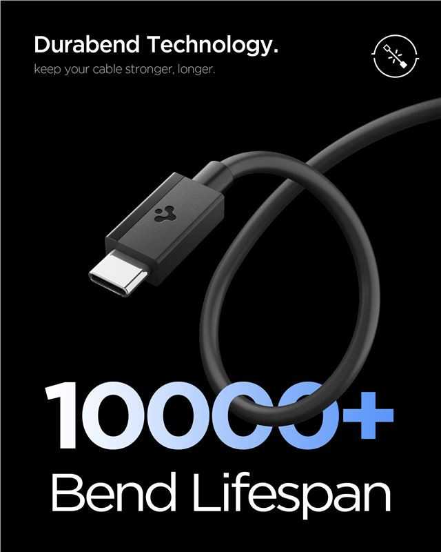 Spigen EB6020CC 60W Cable + USB-C / USB-C Cable 200 cm - Juodas