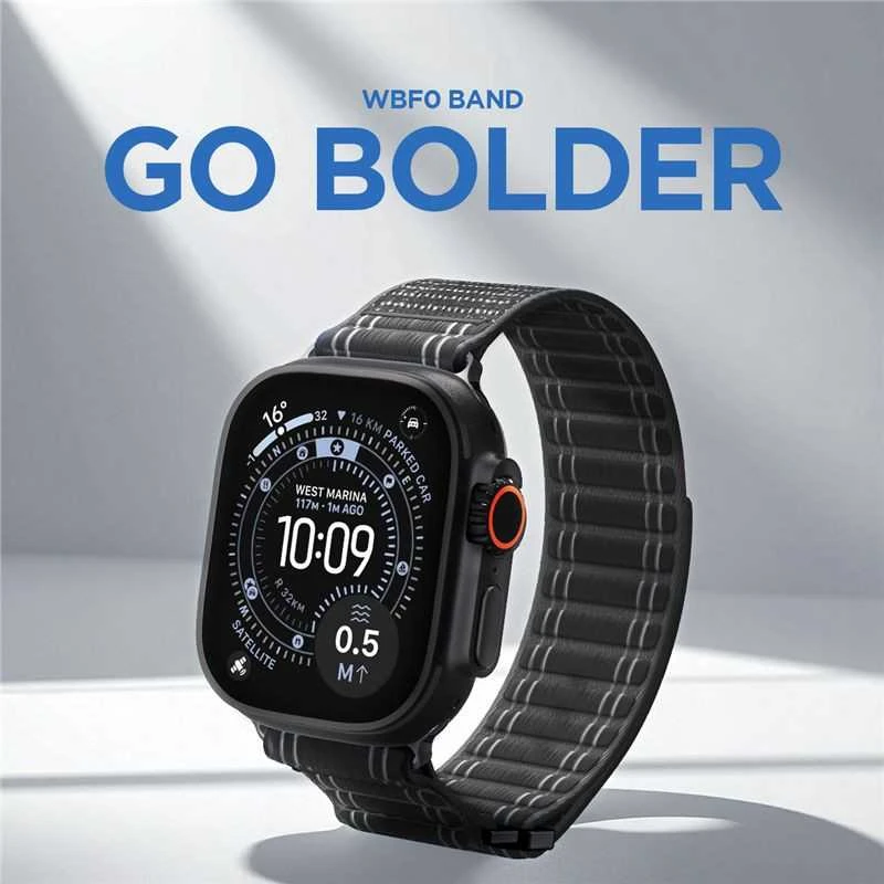 „Spigen Fabric Band“ apyrankė (su lipduku ir kilpa), juoda - Apple Watch 49mm/46mm/45mm/44mm
