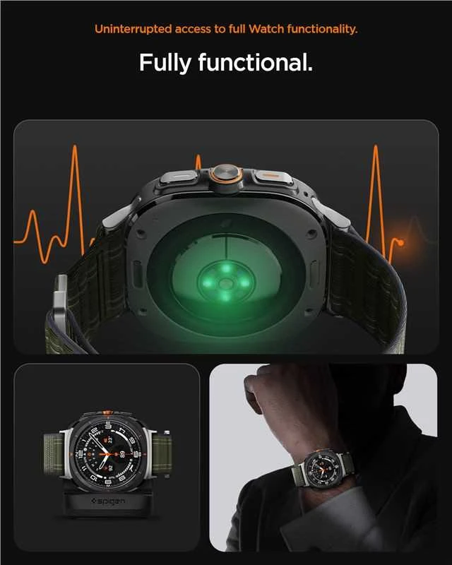 „Spigen Fabric Band“ (su lipduku), žalias - „Samsung Galaxy Watch Ultra 47mm“