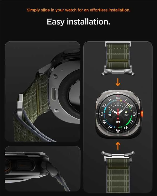 „Spigen Fabric Band“ (su lipduku), žalias - „Samsung Galaxy Watch Ultra 47mm“