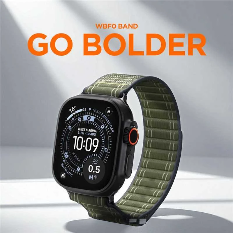 „Spigen Fabric Band“ (su lipduku ir kilpa), žalias - Apple Watch 49mm/46mm/45mm/44mm