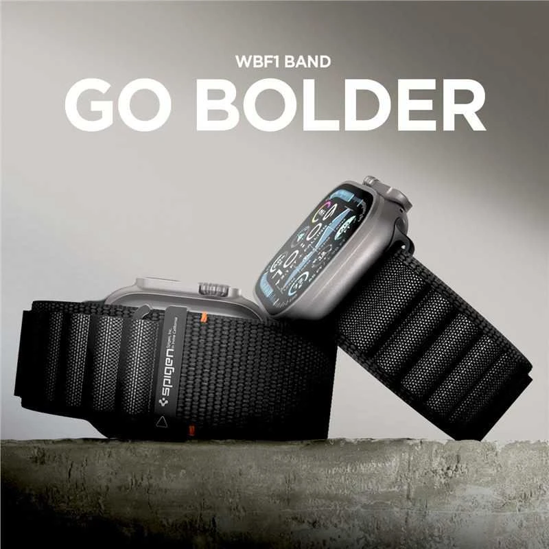 Apyrankė Spigen WBF1 Strap for Apple Watch 44 / 45 / 46 / 49 mm – juodos spalvos