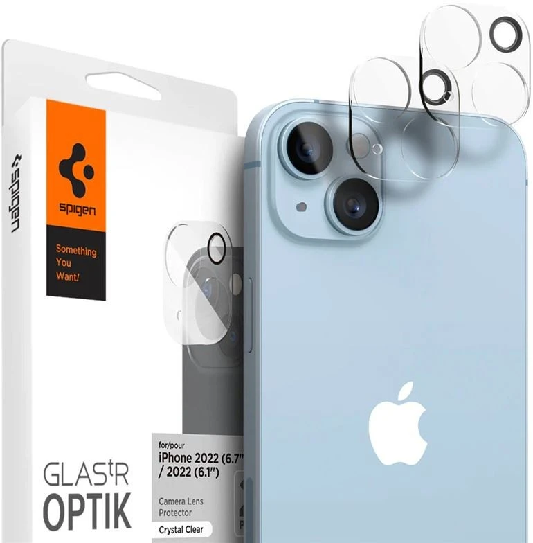 „Spigen Glass Optik“ 2 vnt., skaidrūs – „Apple iPhone 14“ / „Apple iPhone 14 Plus“