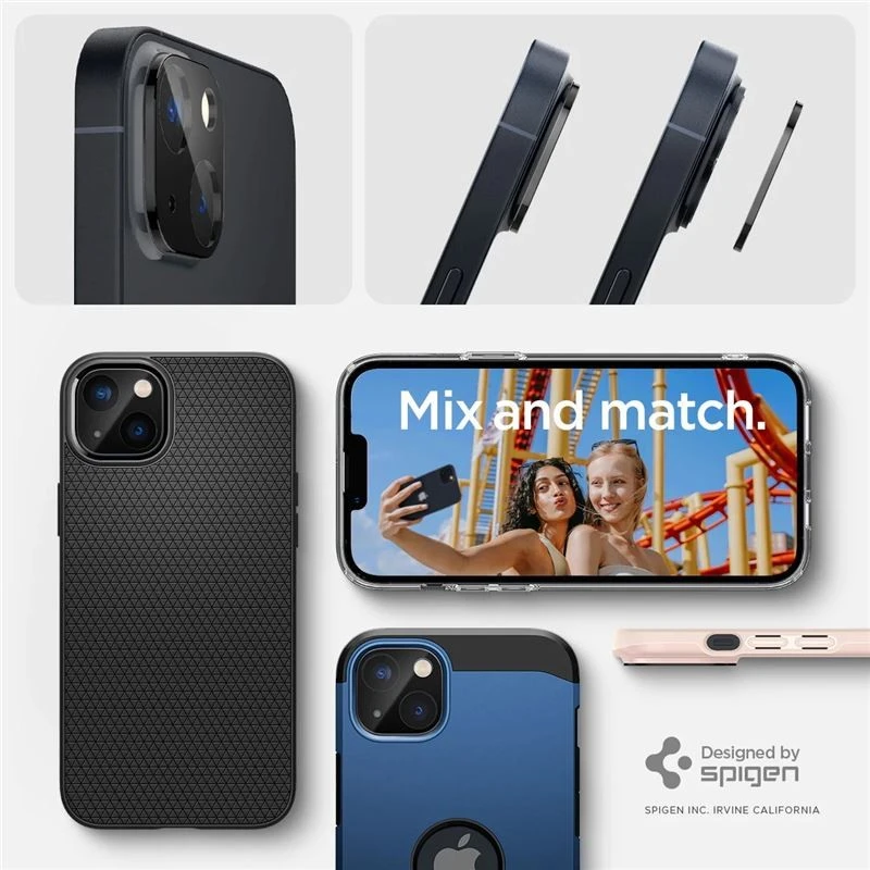 Spigen Glass Optik 2 vnt., juodos spalvos - iPhone 14/iPhone 14 Plus