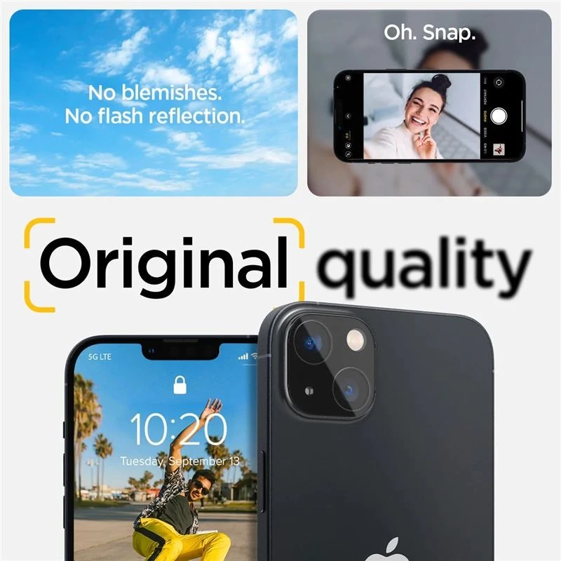 Spigen Glass Optik 2 vnt., juodos spalvos - iPhone 14/iPhone 14 Plus