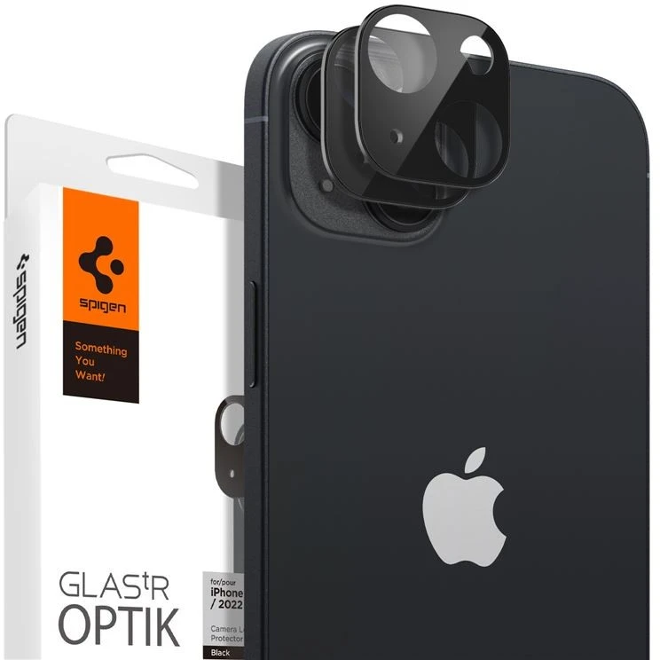 Spigen Glass Optik 2 vnt., juodos spalvos - iPhone 14/iPhone 14 Plus