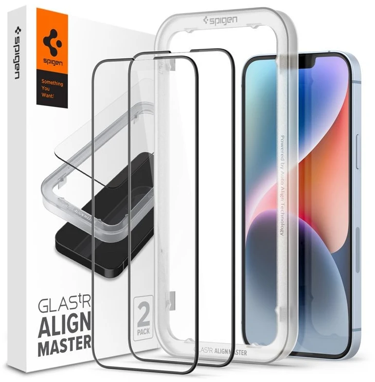 Apsauginis stiklas Spigen ALM GLASS FC Apple iPhone 13 / 13 Pro / 14 su juodos spalvos krašteliu