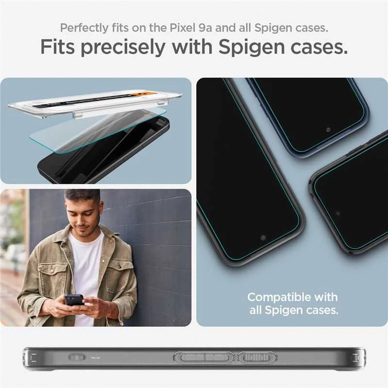 „Spigen Glas.TR Ez Fit“ grūdinto stiklo 2 vnt. pakuotė, skirta „Google Pixel 9A“ – skaidrus