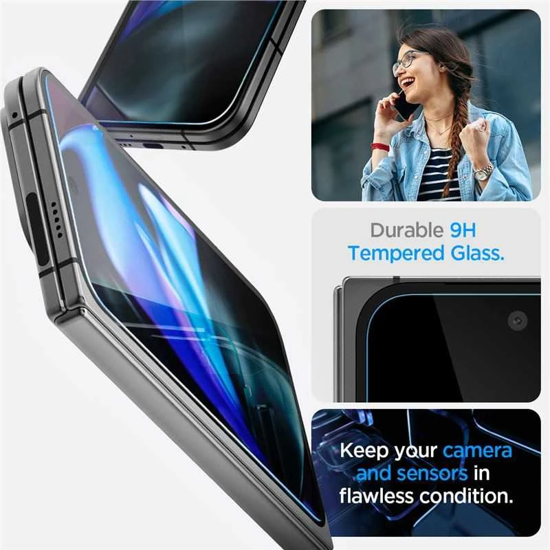 „Spigen Glass tR EZ Fit“ (2 vnt. dėklių), skaidrus – „Google Pixel 9 Pro Fold“