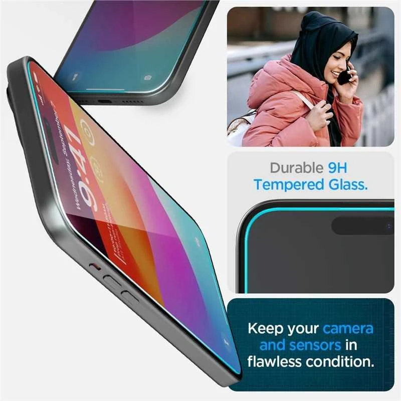 GRŪDINTAS STIKLAS SPIGEN GLAS.TR EZ FIT IPHONE 15 CLEAR