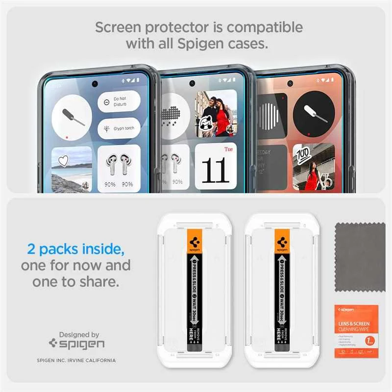 Spigen Glas.tR EZ Fit grūdintas stiklas, skirtas „Nothing Phone 3A / 3A Pro“ - skaidrus