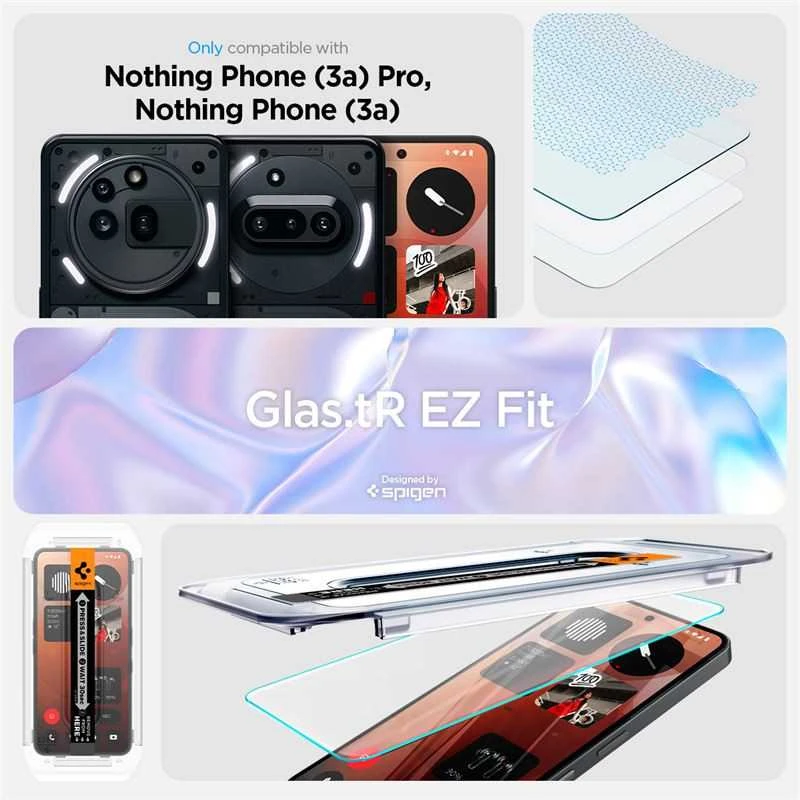 Spigen Glas.tR EZ Fit grūdintas stiklas, skirtas „Nothing Phone 3A / 3A Pro“ - skaidrus
