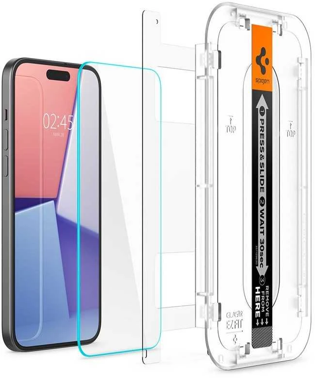 GRŪDINTAS STIKLAS SPIGEN GLAS.TR EZ FIT IPHONE 15 CLEAR