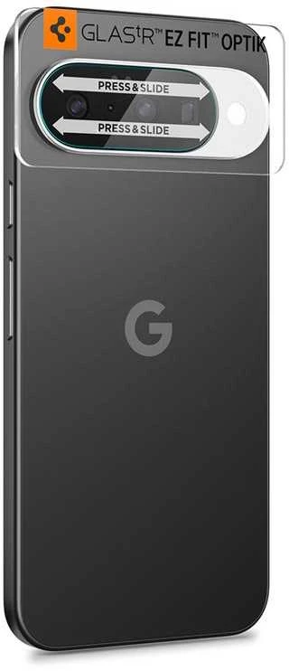 „Spigen Optik Glas.tR“ kameros apsauginiai dėklai, 2 vnt. pakuotėje, skirti „Google Pixel 10“ telefonui, skaidrūs.