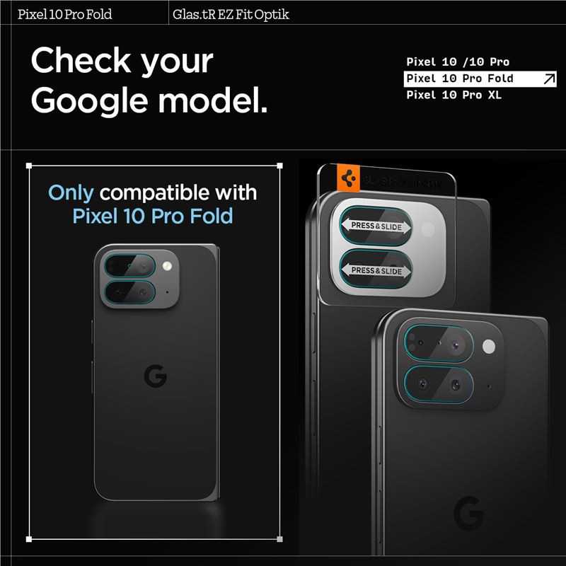 „Spigen Glass tR EZ Fit Optik“ 2 vnt., krištolo skaidrumo – „Google Pixel 10 Pro Fold“