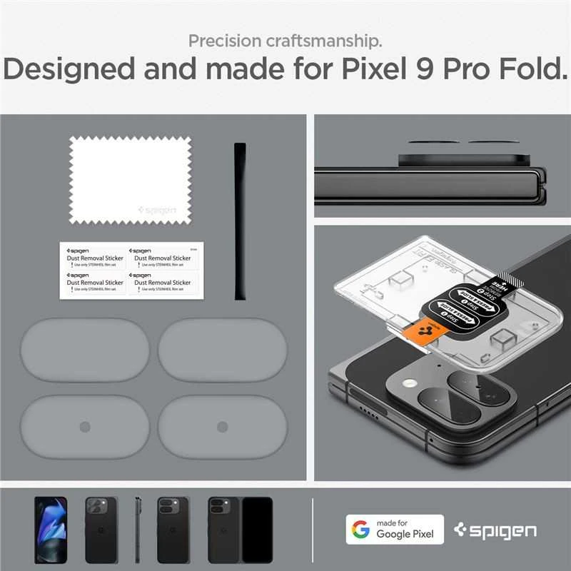 „Spigen Glass tR EZ Fit Optik“ 2 vnt., krištolo skaidrumo – „Google Pixel 9 Pro Fold“
