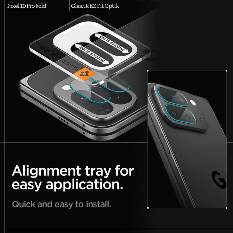 „Spigen Glass tR EZ Fit Optik“ 2 vnt., krištolo skaidrumo – „Google Pixel 10 Pro Fold“