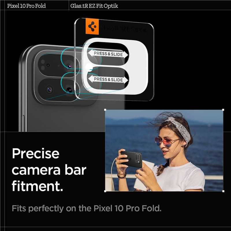 „Spigen Glass tR EZ Fit Optik“ 2 vnt., krištolo skaidrumo – „Google Pixel 10 Pro Fold“