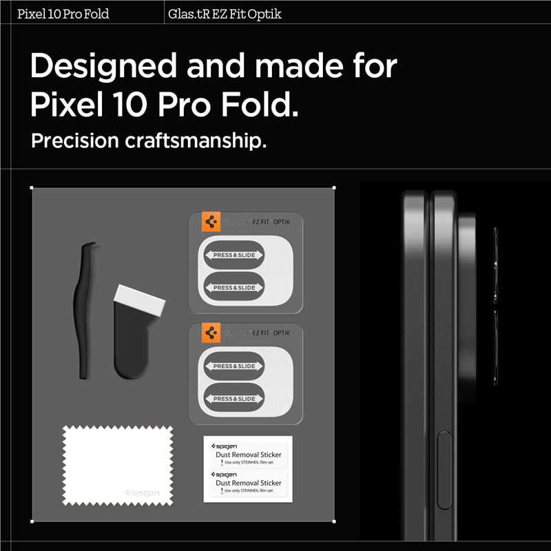„Spigen Glass tR EZ Fit Optik“ 2 vnt., krištolo skaidrumo – „Google Pixel 10 Pro Fold“
