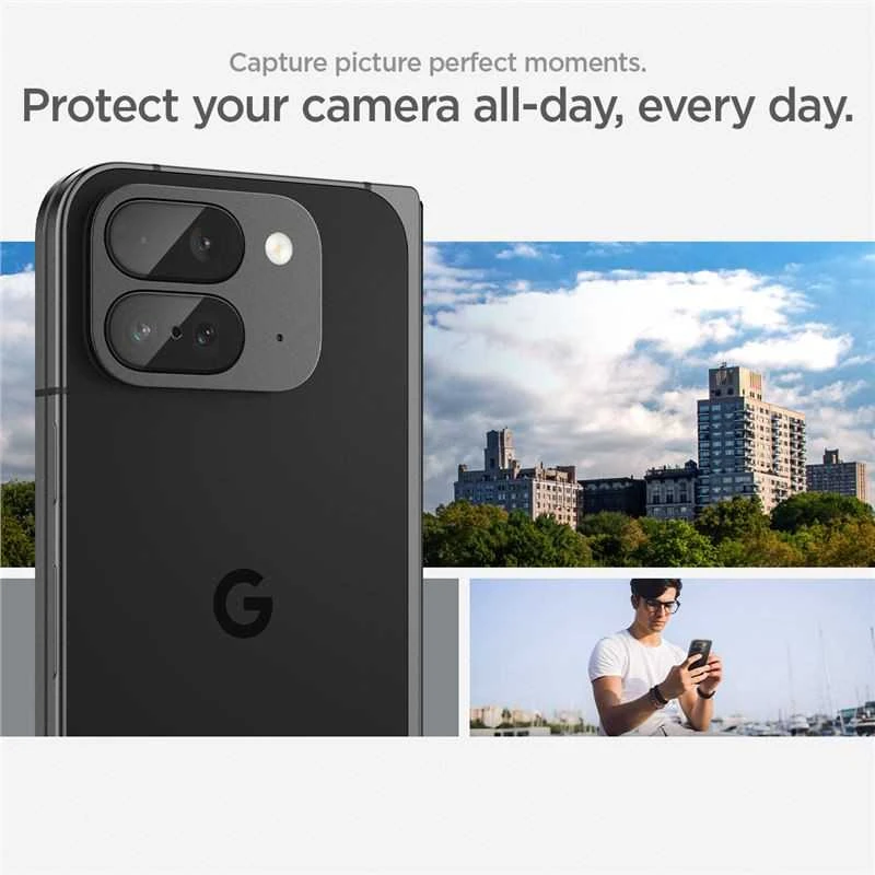 „Spigen Glass tR EZ Fit Optik“ 2 vnt., krištolo skaidrumo – „Google Pixel 9 Pro Fold“
