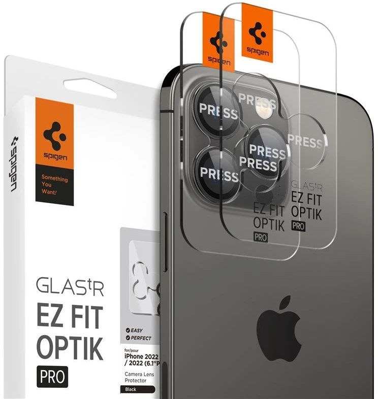 Spigen OPTIK.TR ”EZ FIT” CAMERA PROTECTOR 2-PACK Apple iPhone 14 Pro / 14 Pro Max / 15 Pro / 15 Pro Max / 16 Pro / 16 Pro Max / 17 Pro / 17 Pro Max Juodas