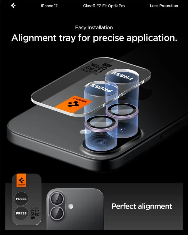 Spigen Glass tR EZ Fit Optik Pro 2 Pack, violetinė - iPhone 17