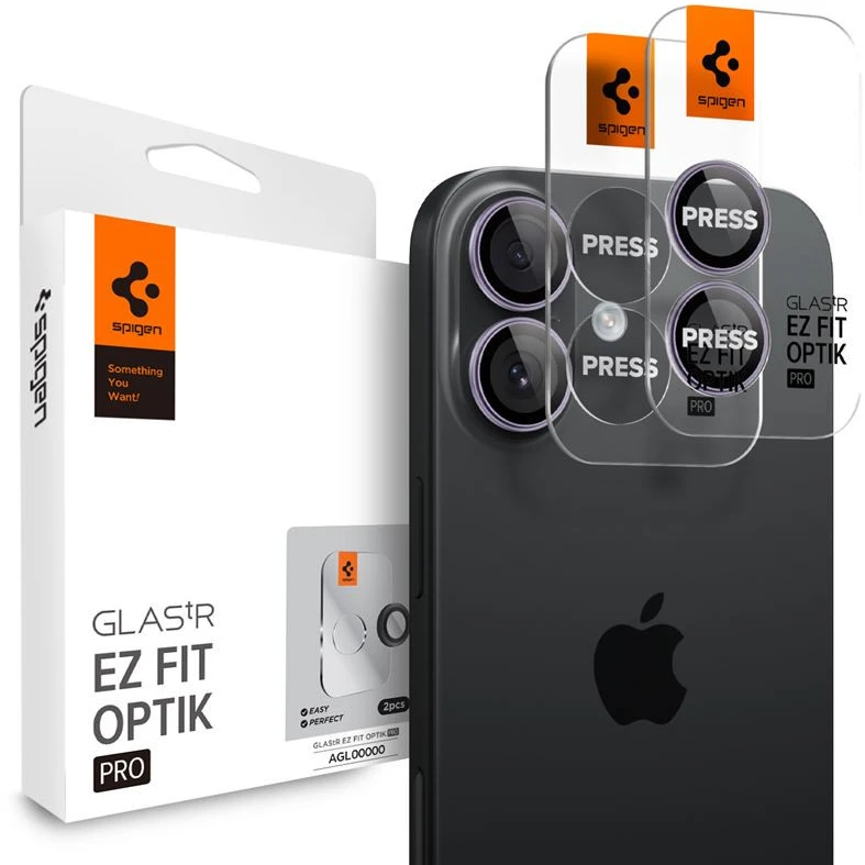 Spigen Glass tR EZ Fit Optik Pro 2 Pack, violetinė - iPhone 17