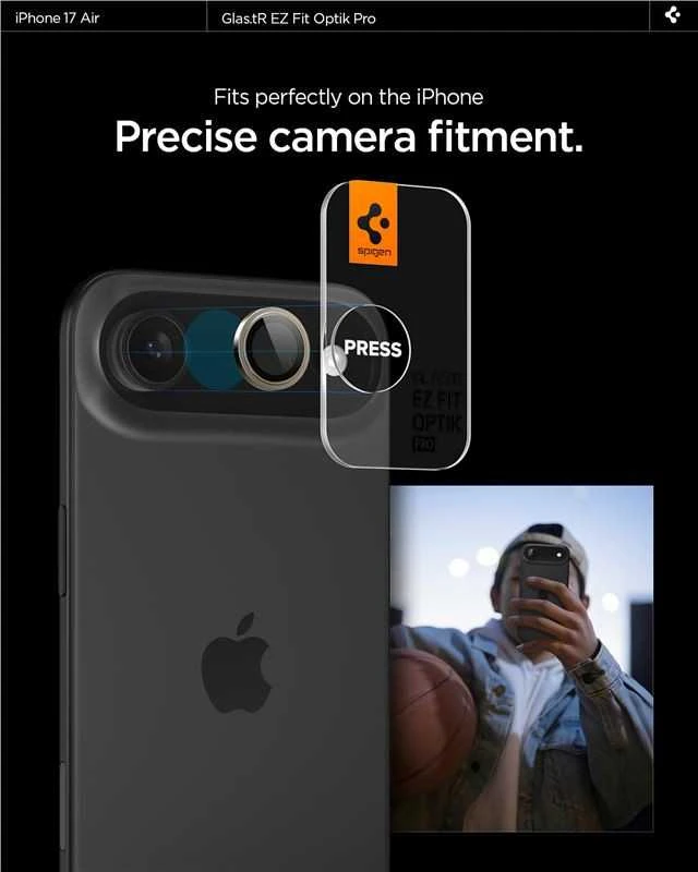 Spigen Glass tR EZ Fit Optik Pro 2 Pack, auksinis - iPhone Air