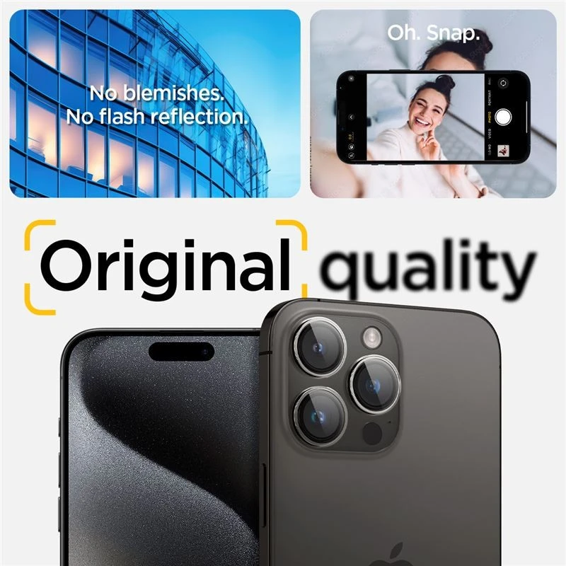Spigen KAMEROS OPTIK.TR "EZ FIT" KAMEROS KAMEROS APSAUGOS 2 PAKUOTĖS IPHONE 14 PRO / PRO MAX / 15 PRO / PRO MAX CRYSTAL CLEAR