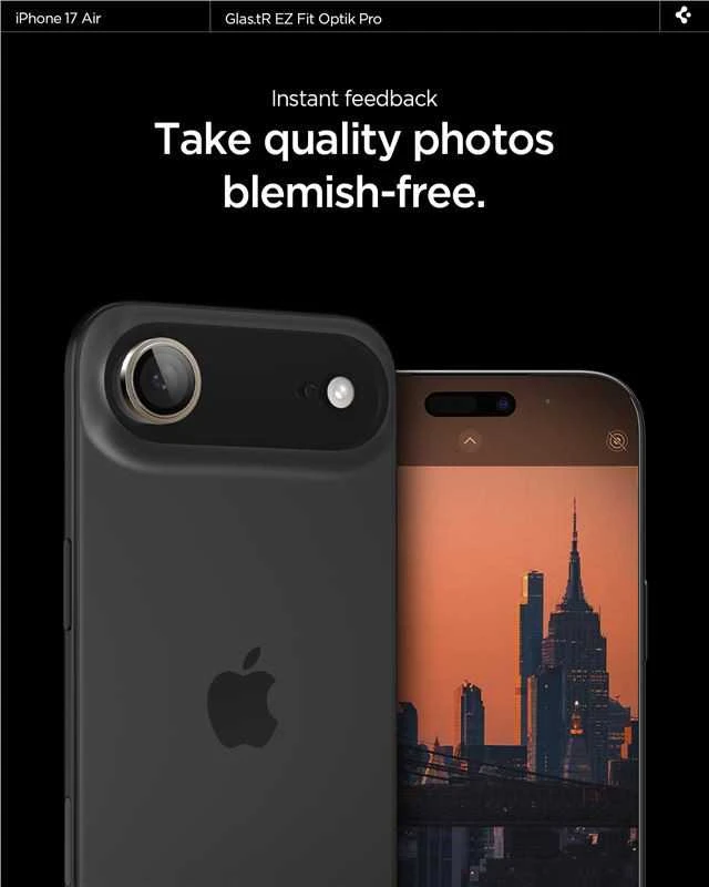 Spigen Glass tR EZ Fit Optik Pro 2 Pack, auksinis - iPhone Air