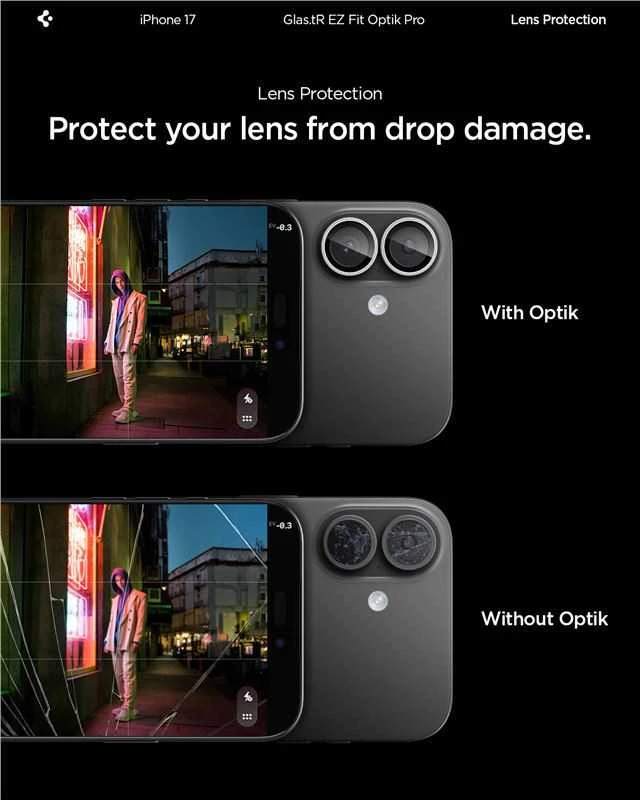 Spigen Optik Pro GLAS.TR ”EZ FIT” Camera Cover 2-pack for iPhone 16 / 16 Plus / 17 - Sidabrinis