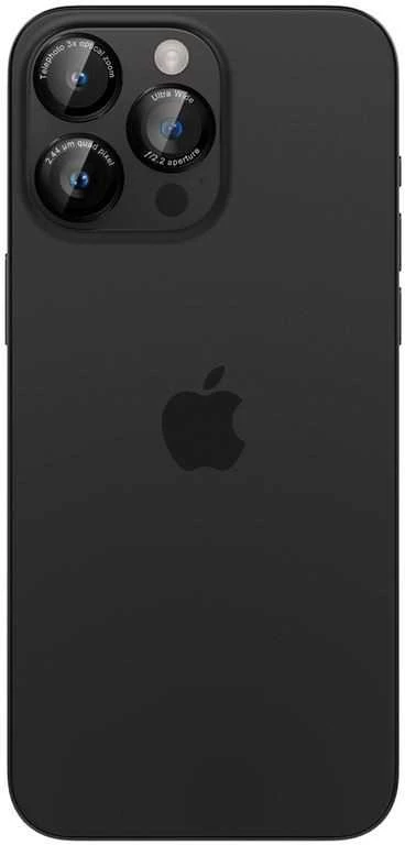 Apsauginis stiklas kamerai Apple iPhone 14 Pro / 14 Pro Max / 15 Pro / 15 Pro Max / 16 Pro / 16 Pro Max / 17 Pro / 17 Pro Max Spigen Optik Pro L-Series Glas.tr „EZ FIT” kameros apsauga 2 vnt. juodas