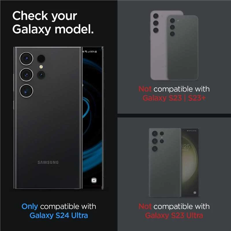 Samsung Galaxy S24 Ultra Spigen Optik. TR ”EZ FIT” kameros apsauga 2-pack juodos spalvos