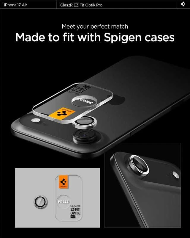 Spigen Glass tR EZ Fit Optik Pro 2 Pack, sidabrinis - iPhone Air