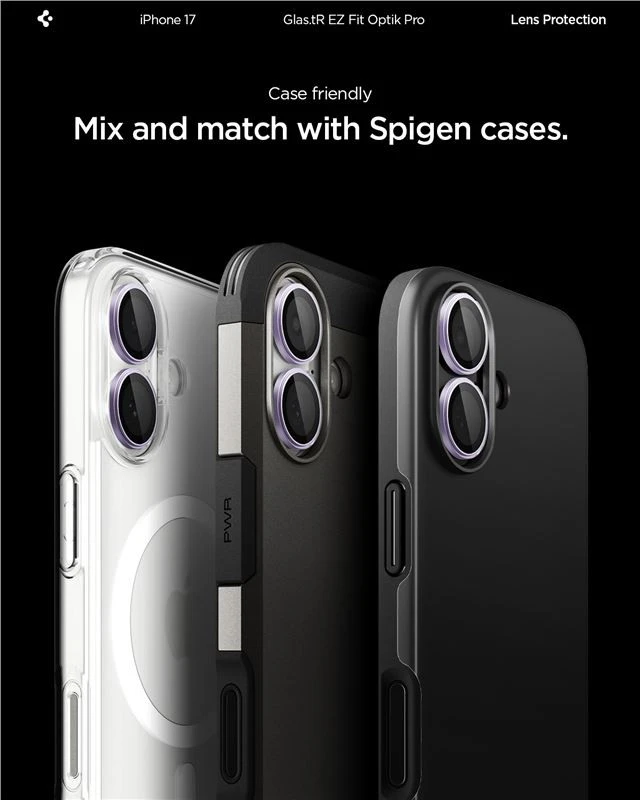 Spigen Glass tR EZ Fit Optik Pro 2 Pack, violetinė - iPhone 17