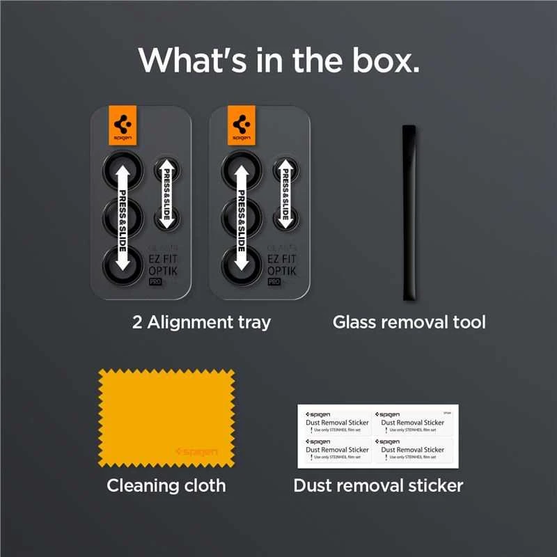 Samsung Galaxy S24 Ultra Spigen Optik. TR ”EZ FIT” kameros apsauga 2-pack juodos spalvos