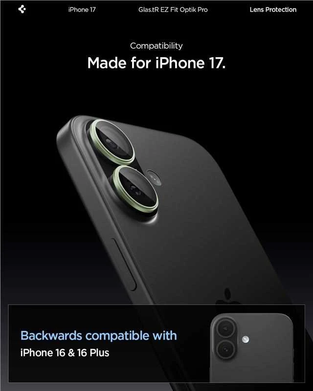 Spigen Glass tR EZ Fit Optik Pro 2 Pack, žalias - iPhone 17