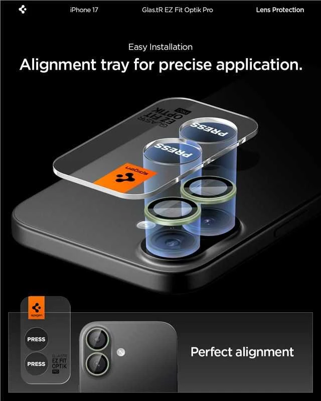 Spigen Glass tR EZ Fit Optik Pro 2 Pack, žalias - iPhone 17