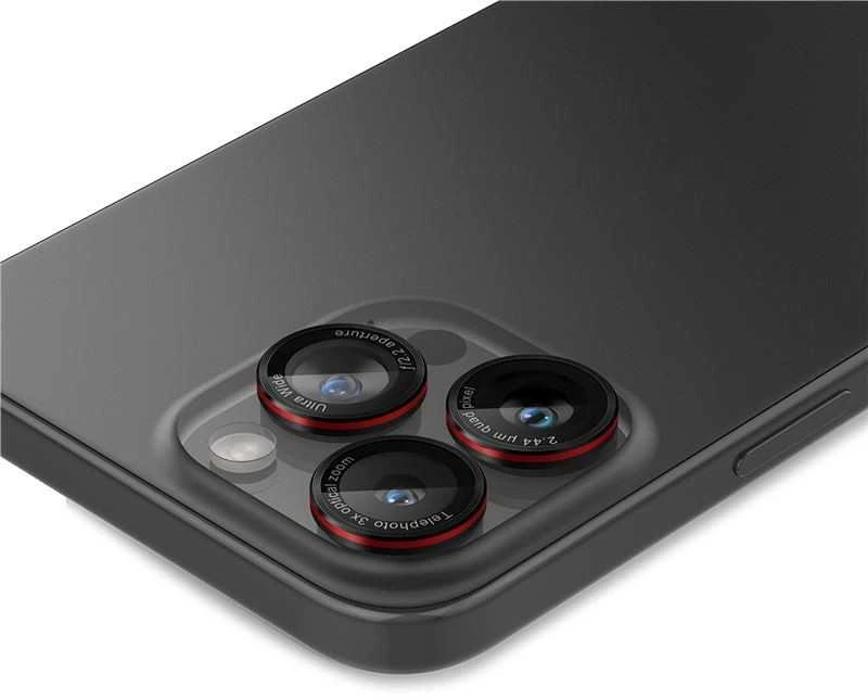 Apsauginis stiklas kamerai Apple iPhone 14 Pro / 14 Pro Max / 15 Pro / 15 Pro Max / 16 Pro / 16 Pro Max / 17 Pro / 17 Pro Max Spigen Optik Pro L-Series Glas.tr „EZ FIT” kameros apsauga 2 vnt. juodas