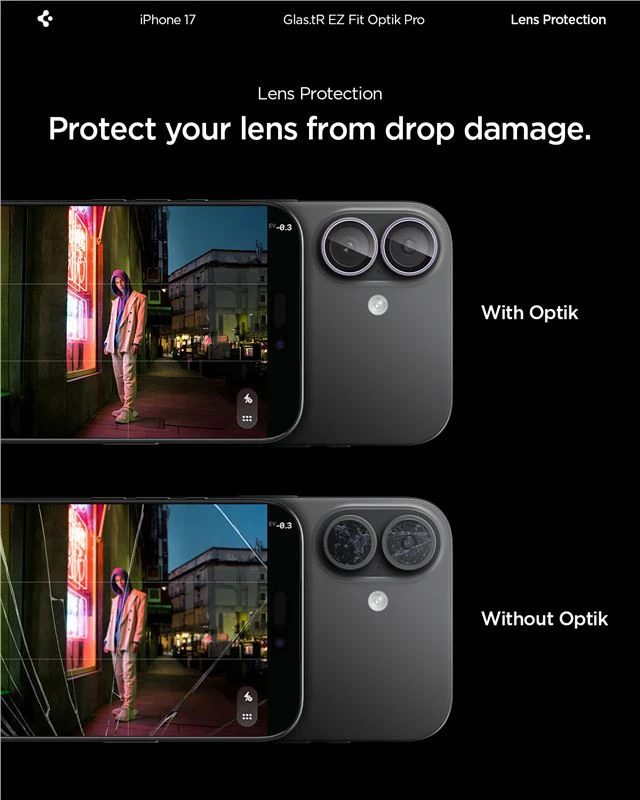 Spigen Glass tR EZ Fit Optik Pro 2 Pack, violetinė - iPhone 17