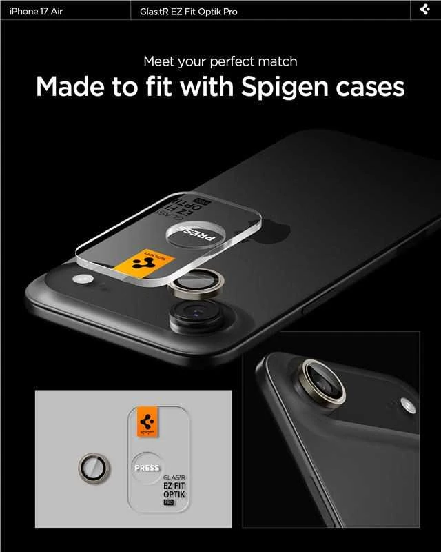 Spigen Glass tR EZ Fit Optik Pro 2 Pack, auksinis - iPhone Air