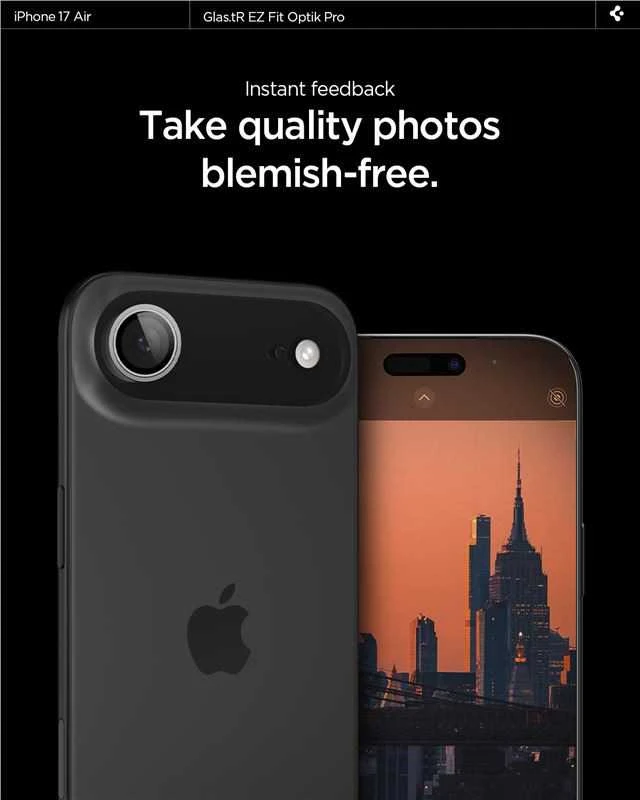 Spigen Glass tR EZ Fit Optik Pro 2 Pack, sidabrinis - iPhone Air