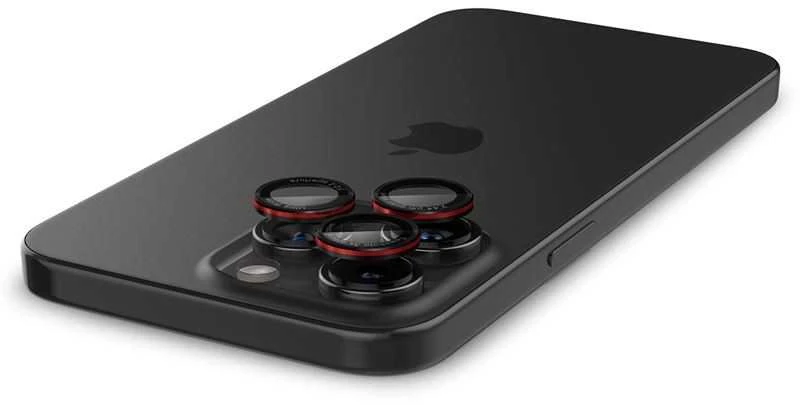 Apsauginis stiklas kamerai Apple iPhone 14 Pro / 14 Pro Max / 15 Pro / 15 Pro Max / 16 Pro / 16 Pro Max / 17 Pro / 17 Pro Max Spigen Optik Pro L-Series Glas.tr „EZ FIT” kameros apsauga 2 vnt. juodas
