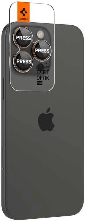 Spigen OPTIK PRO GLAS.TR ”EZ FIT” KAMEROS APSAUGOS 2 PAKUOTĖS Apple iPhone 16 PRO / PRO MAX DESERT TITANIUM
