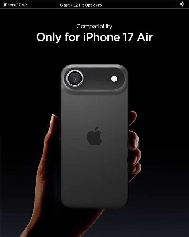 Spigen „Glass tR EZ Fit Optik Pro“ 2 vnt. pakuotė, pilka – „iPhone Air“